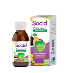 Socid Syrup is a safe and natural solution for constipation. Formulated with senna and prune juice, Socid Syrup gently promotes bowel movement, relieves discomfort, and supports digestive health.